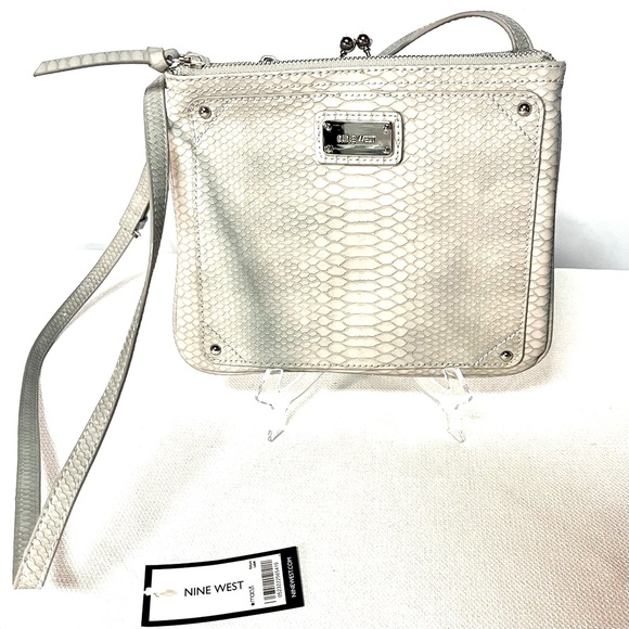 Nine West Handbags - Nine West Reptile Crossbody Bag in Light Gray - NWT